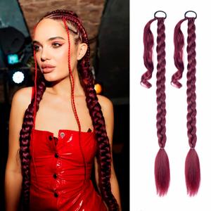 2 Pack Long DIY Braided Ponytail Extension with Hair Tie Straight Wrap Around Hair Extensions Ponytail(bug#) 2 Pack Long DIY Braided Ponytail Extension with Hair Tie Straight Wrap Around Hair Extensions Ponytail(bug#)