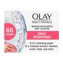 Olay Makeup Remover Wipes, Daily Facials Hydrating Face Cleanser for Normal to Dry Skin, Alcohol & Fragrance Free, Soft Face Wash Towels, Travel Essentials for Women, Convenient Dry Cloths, 66 ct