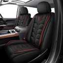 TTX for Chevy Silverado 2007-2025 2026 Seat Covers - GMC Sierra 1500 2500HD 3500HD Trail Boss Z71 Seat Cushion Cover with Waterproof Faux Leather (Full Set/Black&Red),#034 Black&Redline, 5 Seats