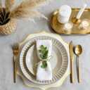 120 Pcs White Round Paper Placemats 13.5 Inch Disposable Paper Placemats with Wavy Gold Edged Elegant Scalloped Decorative Table Mat for Wedding Party Baby Shower Banquet Holiday Dining Table Decor