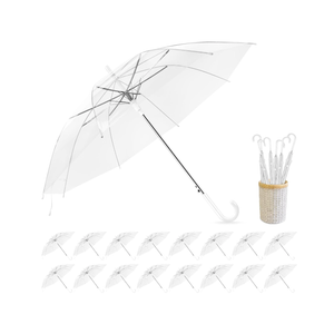 Clear Wedding Umbrellas, High-Visibility Transparent Rain Umbrella, Firm and Durable, Easy Operation, Large Clear Umbrella for Wedding Bride Groom Photography Golf Outdoor 16 Pack