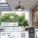 Outdoor Ceiling Fan with Lights - 16'' Wet Rated Gazebo Fan Remote/APP Control, Caged Hanging Fan Plug and Play for Covered Patio Porch, Black