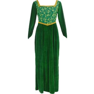 Kids Girls Dress Costume Toddler Princess Cosplay Green Velvet Gown Halloween Outfit 6 years and up (Large)