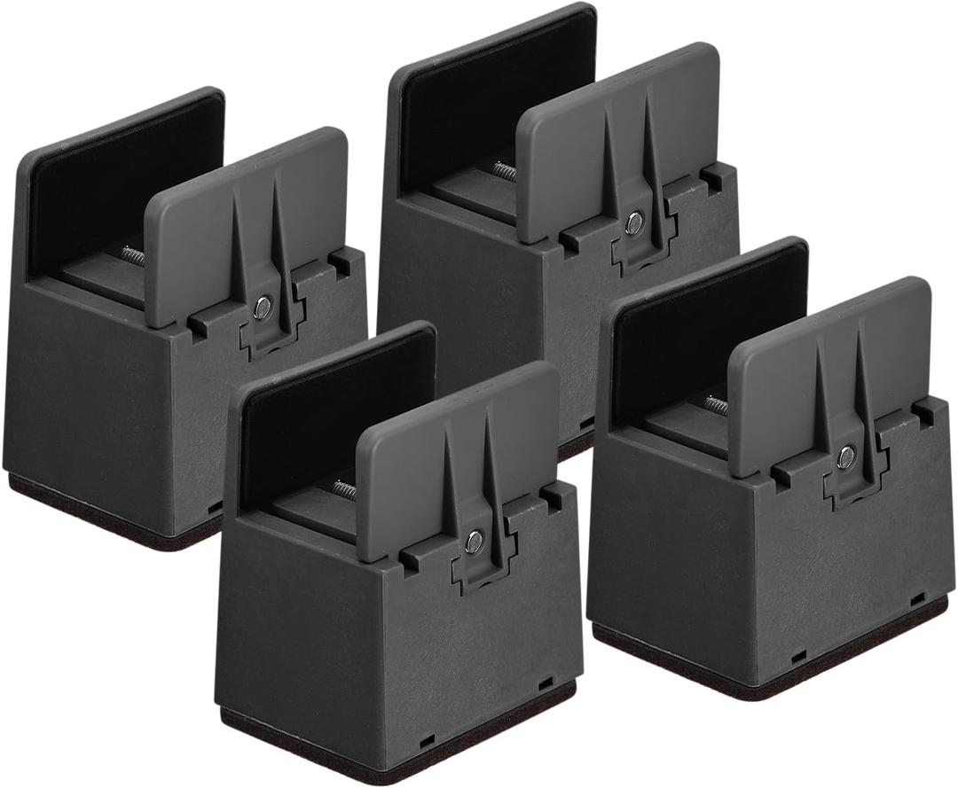 uxcell 2 inch Bed Risers with Adjustable Screw Clamp, 4Pcs Furniture Risers for Bed, Desk, Sofa, Table, Fit for Furniture Thickness 0.39-1.45", Supports 5000 Pounds, Black