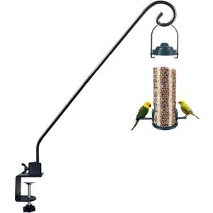 Heavy Duty Deck Hook,Courtyard Decoration,Pole 32Long Metal Deck Railing Hooks for Hanging Bird Feeders,Planters,Suet Baskets,Lanterns,Wind Chimes,Clamp Mounted,Under 15 LBS