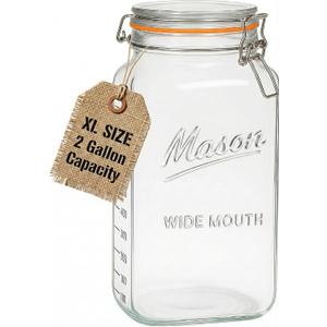 kitchentoolz 2 Gallon Large Glass Mason Jar with Airtight Lid- Extra Wide Mouth - Big Fermentation & Canning Container - Jumbo Storage - Pack of 1