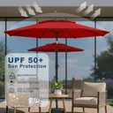 9ft 2-Tiers Patio Umbrella,Outdoor Market Table Umbrella with Push-Button Tilt & Crank | UV Protection,Suit for Backyard,Garden,Pool,Deck(Red)