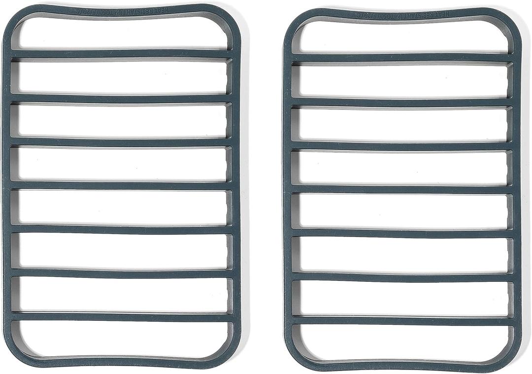 The Silicone Kitchen Silicone Roasting Rack Pan Extra Large, Dishwasher Safe, BPA Free, Non-Toxic, 7 in by 10.75 in, Navy, 2 Pack