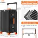 ROPLUS Aluminium Frame Checked-Luggage with Smooth Jelly Wheels, Hardside Zipperless Rolling Suitcase with TSA Lock (BlackOrange, 24-Inch)