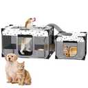 DESELL Portable Cat Playpen, PVC Pipe Reinforced Kitten Dog Pet Playpens for Indoor Cats Enclosed, Foldable Puppy Doggy Play Pen Outdoor, Kennel Tent Cage Crates, Zipper Top Cover(39"x24"x22")