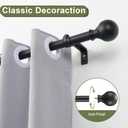 Window Curtain Rods 72 to 144 Inches, 1 Inch Diameter Adjustable Drapery Rod, Decorative Heavy Duty Curtains Rod with Fancy Round Finials for Living Room, Bedroom, Patio, Matte Black