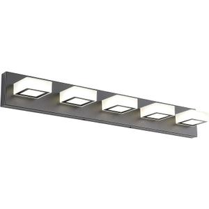 Ralbay Modern Black 5 Lights Adjustable Acrylic Lights Fixtures LED Matte Black Bathroom Vanity Lights Over Mirror(Natural White Light) (34 inch, Black-Natural Light)