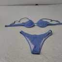 Fanuerg Women Underwire Triangle Bikini Spaghetti Strap Push Up Swimsuit Cheeky Two Piece Bathing Suit (Large, Dark Blue)