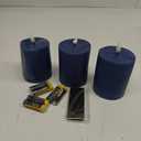 Fanna Flameless Pillar Candles with Timer in Real Wax for Advent and Christmas, Battery Operated Led Candles with Remote, 8 Batteries Included - Set of 3 (D 3" x H 4") - Dark Blue