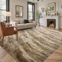 Area Rugs for Living Room 8x10 Feet, Soft Fluffy Shagg Plush Bedroom Rug Non-Slip,Large Carpet for Nursery Kids Dorm Home Decor Zebra Khaki