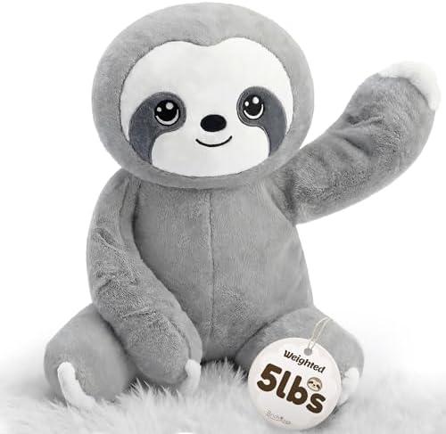 BRICHOEE 5lbs Weighted Stuffed Animals, Sloth Plush Sensory Weighted Sloth Stuffed Animals, Cute Plush Toy Caliming Plushie Pillow Birthday Gifts for Adults Baby Kids Boys Girls