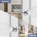Brushed Nickel Door Knobs, Pismo Door Knob with Lock, Privacy Door Handles Interior for Bath & Bed