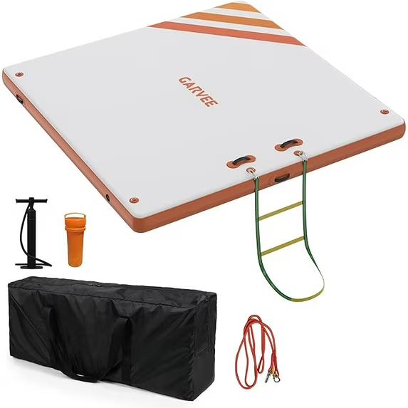 Inflatable Floating Dock Air Dock Platform 6ft/8ft/10ft Non-Slip Inflatable Water Swim Mat Floating Island Raft for Pool Lake Beach Ocean Fishing Relaxing