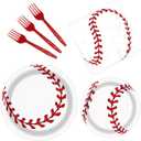 96 Pcs Baseball Birthday Party Supplies Including Plates, Napkins, Forks & Party Favors