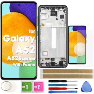 LCD Screen Replacement Touch Display Digitizer Assembly with Frame for Samsung Galaxy A52 5G A526 SM-A526U A526T A526V A526A A526B A526U1 A526W 6.5" (Not for A52 4G)
