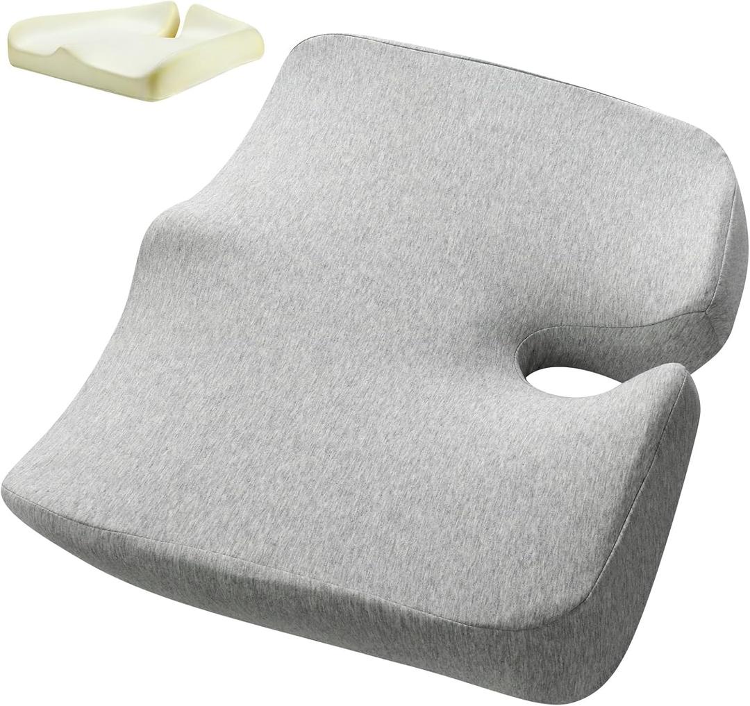 Badink Extra Large Memory Seat Cushion, Multifunctional for Office or Driving Use, Premium Quality and Durability,Comfortable(21.5 * 17.7 * 4 inches)(Light Gray)