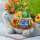 LESES Turtle Garden Decor for Outside Solar Statue Outdoor Clearance, Cute Turtle Solar Statues with LED Lights Lawn Ornaments Decorations for Patio Yard Birthday Gifts (Orange)