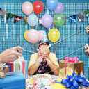 Blue Foil Fringe Curtains Backdrop Blue Streamers Party Decorations for Frozen Birthday Under The Sea Parties Bachelorette Fishing Pool Beach Ocean Theme, Pastel Wall Decor Hanging Door Decorations (5 pack)