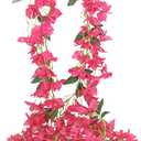 2Pcs Bougainvillea Artificial Hanging Flowers Plants for Outdoors Fake Silk Bougainvillea Vines Rose Red Artificial Flowers Garland UV Resistant Faux Flowers for Planter Porch Arch Table Decor