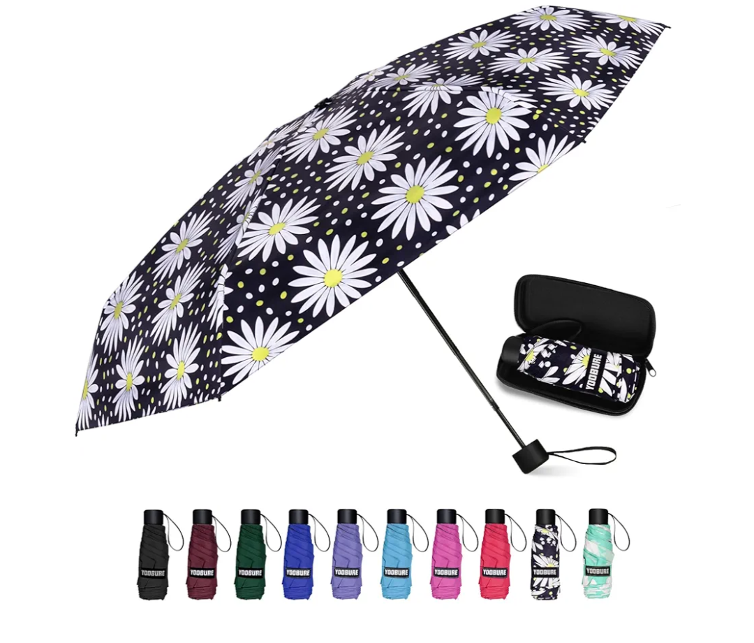 Yoobure Small Mini Umbrella with Case Light Compact Design Perfect for Travel Lightweight Portable Parasol Outdoor Sun&Rain Umbrellas