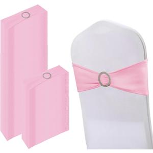 150 Pack Spandex Stretch Chair Sashes Bows, Elastic Stretch Chair Cover Bands Ties with Buckle Slider for Wedding Party Ceremony Reception Event Banquet Decoration (Pink)