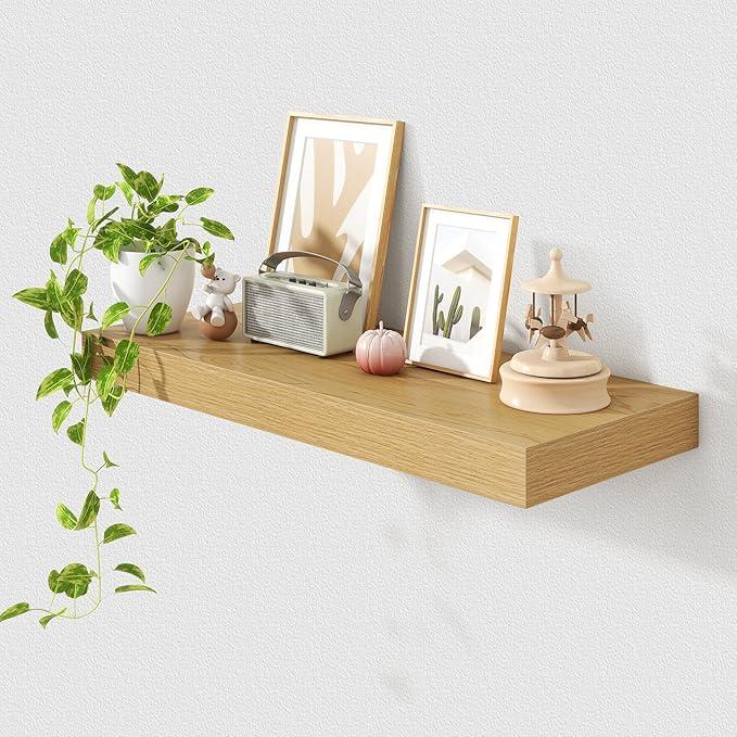 Floating Shelf Natural Wood Wall Shelf 24"×8.5"×3"