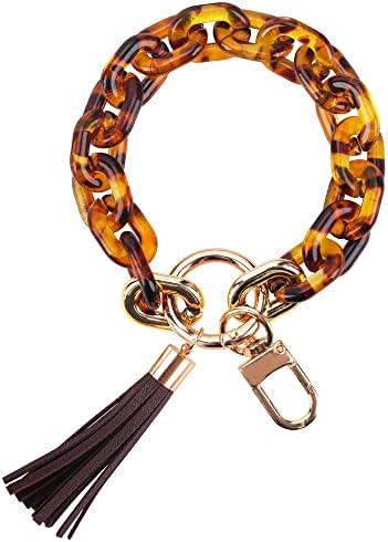 GIEMSON Silicone Key Ring Bracelets Wristlet Keychain Car Beaded Key Ring Bangle Chains for Women