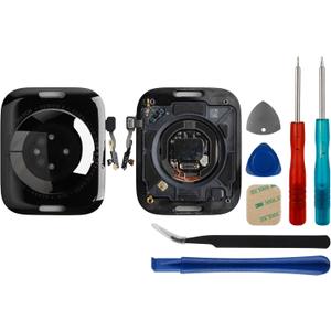 New Back Cover Glass Heart Rate Part Connector+NFC Compatible with A-pple Watch Series S8 45mm(Cellular/LTE+GPS) with Upgraded Repair Tools Kit