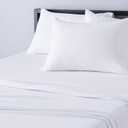 Amazon Basics 3 Piece Bed Sheet Set, 100% Cotton Jersey, Includes Super Soft, Flat and Fitted Sheets, Pillowcase, Twin, White, Solid