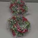 12 Pieces 9" Mini Christmas Wreaths for Kitchen Cabinet Small Christmas Candle Rings Eucalyptus Wreath Pillar Candle Rings Table Centerpieces Hanging Garlands for Front Door Window Decor (Red Berry)