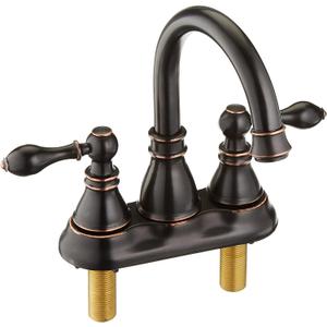 2 Handle Oil Rubbed Bronze Bathroom Sink Faucet 3 Hole with Overflow Pop up Drain,360 Swivel Spout 4 Inch Centerset Lavatory Faucet,F-4501-NB