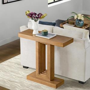 Alaterre Furniture Pismo Solid Wood Console Table, Oak, 36”x12”x32”