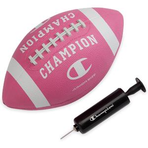 Champion Blitz Football, All-Weather Football, Enhanced Grip, Durable Rubber Cover and Molded Laces, for Outdoor Sports & Training, Includes 6 Ball Pump (JR, Optic Pink/White)