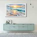 Wave Canvas Wall Art Sunset Ocean Nature Pictures Ready to Hang for Living Room Bedroom Home Decorations Modern Large Size Stretched Seascape Giclee Artwork Ready to Hang 30x40 Inch