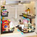 REALINN Under Sink Organizer, 2 Pack Height Adjustable Under Sink Organizers and Storage, 2 Tier Pull Out Drawer Cabinet Storage for Kitchen Bathroom (Black)