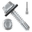 #10 x 3/4" (200 PCS) Metal Roofing Screws with Rubber Washer, Hex Head Self Tapping Screws for Metal, Self Drilling Sheet Metal Screw, Hex Bit Socket Included