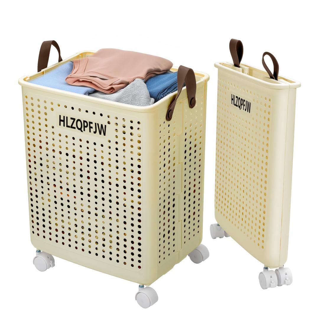 Collapsible Laundry Baskets with Wheels, HLZQPFJW Collapsible Laundry Baskets with Wheels, HLZQPFJW