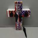 DoubleFill Memorial Day Cross Garden Stake Patriotic Solar Lighted Home of Free Memorial Solar Outdoor Yard Decorations Light up Night Cross Stake Decor for 4th of July Independence Day