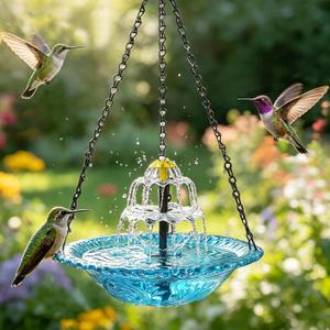 Solar Powered Water Fountain Hanging Bird Bath with Solar Fountain Solar Powered Cascading Water Fountain,3 Tier Solar Pump for Bird Bath Small Water Garden Fountain Water Feature