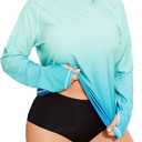 Rash Guard for Women Swim Shirts UPF 50+ Long Sleeve Sun Shirt Women Rashguard Surfing Swimming Tops with Thumb Hole (S, Blue)