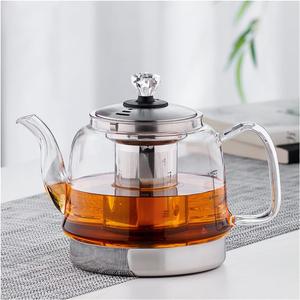 Induction Cooker Special Glass Teapot, Heat Resistant Borosilicate Glass Teapot With Stainless Steel Inner Filter for Loose Tea,tea Kettle Stovetop Clear Glass Flowe A-1.4L