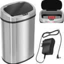 SensorCan 13 Gallon Stainless Steel Oval Kitchen Trash Can with Sensor 2.0 and AC Adapter  Next Gen Touchless Lid, AbsorbX Odor Filter, Automatic Garbage Bin for Home, Office, or Business