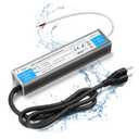 LED Driver 100 Watts Waterproof IP67 Power Supply 85V-265V AC to 12V DC Converter,Quiet and Small LED Transformer Low Voltage Output with 3-Prong Plug 3 Feet Cable for LED Light Strip, Outdoor