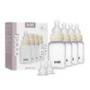 BIBS Baby Bottle 150 ml Silicone Nipple 4 Pack - Anti-Colic, BPA-Free, Round Nipple, Lightweight & Easy to Clean, Suitable for Newborns 0+ Years, 4-Pack + 2 Extra Nipples - Ivory