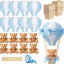 Meooeck 8 Sets Bear Hot Air Balloon Baby Shower Centerpiece, Blue